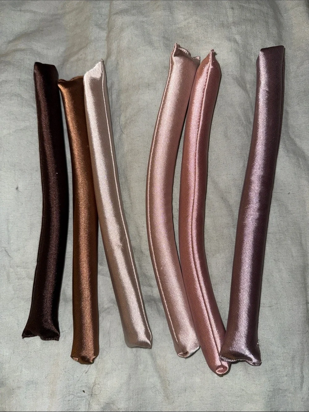 Satin Heatless Curling Rods Set – Pink, Rose, Bronze, Mauve, Brown